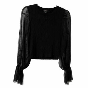 Forever 21 Sheer Mesh Bell  Sleeve Goth Witchy Crop Top XL